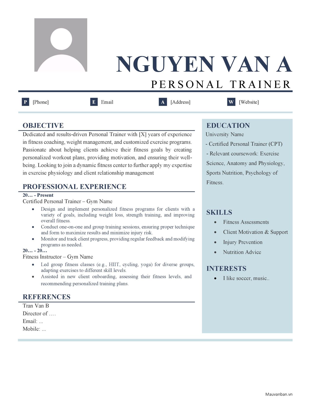 Resume Sample Personal Trainer Levels Nursing School Essentials